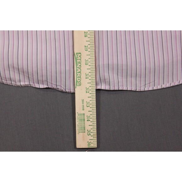 Canali Long Sleeve Dress Shirt Men’s 18 46 Pink Striped Pocket Made In Italy - Picture 7 of 10